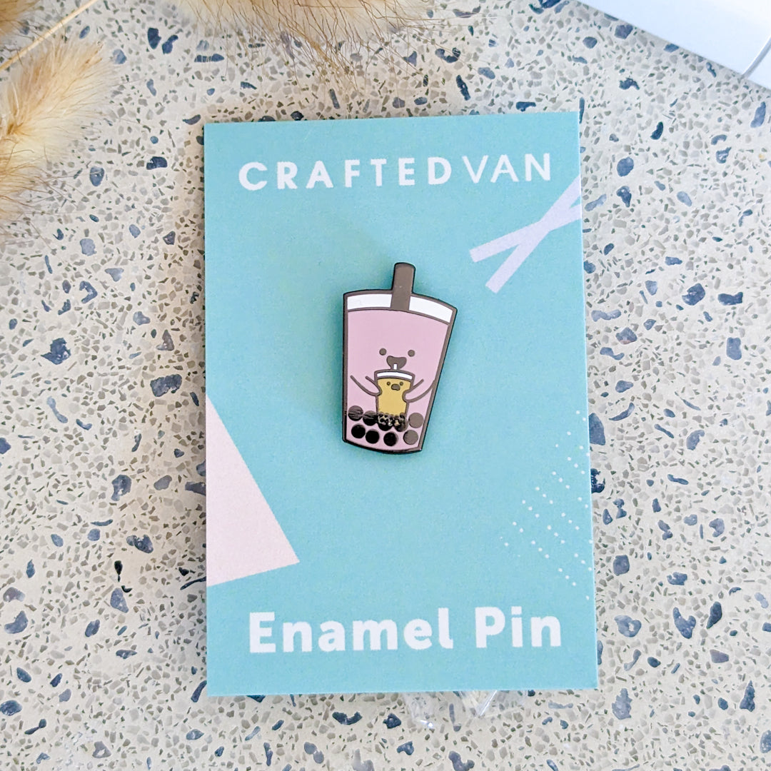 Taro Milk Tea Bubble Tea Enamel Pin