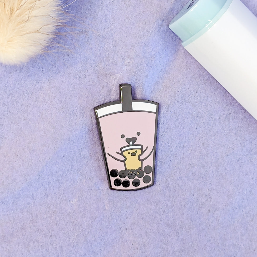 Taro Milk Tea Bubble Tea Enamel Pin