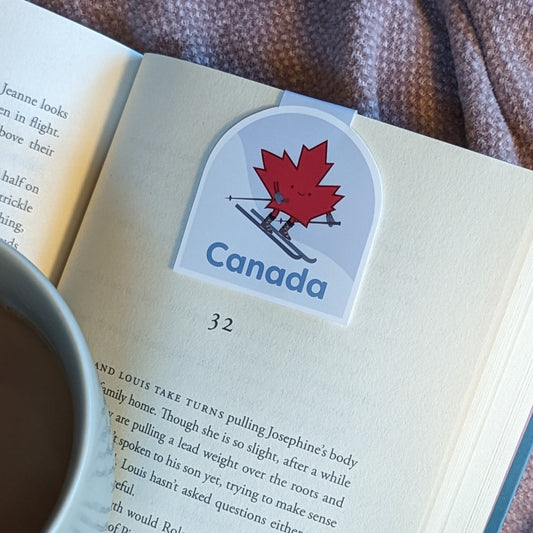 Oh Canada Maple Leaf Magnetic Bookmark - Skiier (Jumbo)