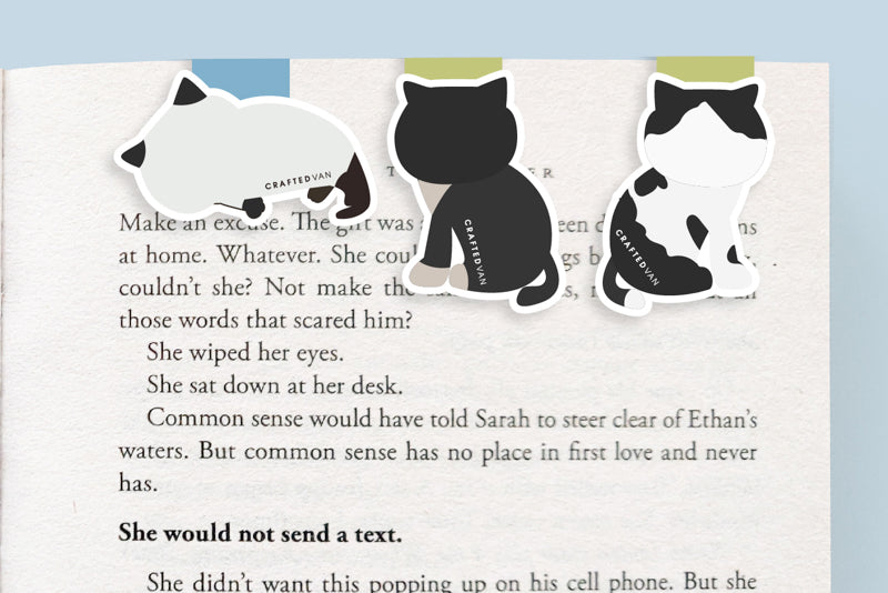 Black and White Cats Magnetic Bookmarks (Mini 3 Pack)