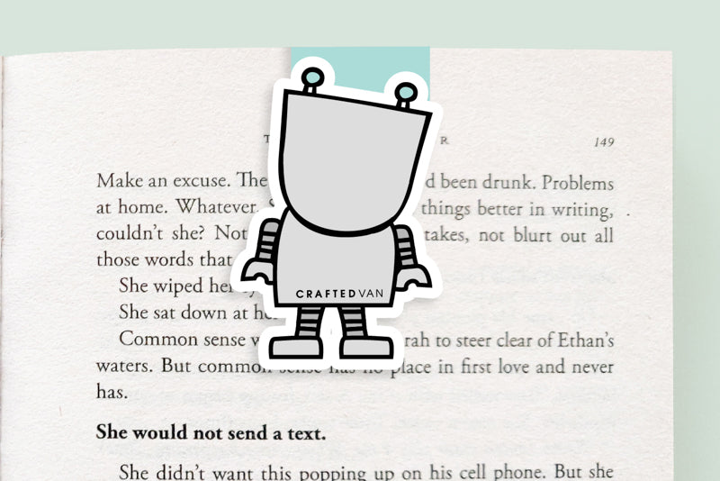 Blue Robot Magnetic Bookmark (Jumbo)