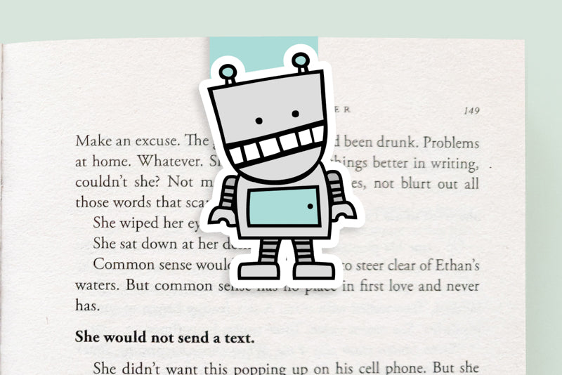 Blue Robot Magnetic Bookmark (Jumbo)