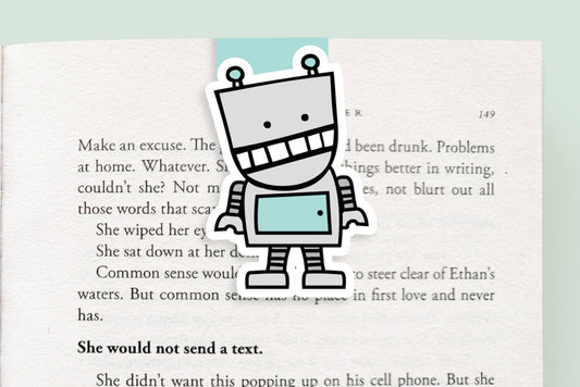 Blue Robot Magnetic Bookmark (Jumbo)