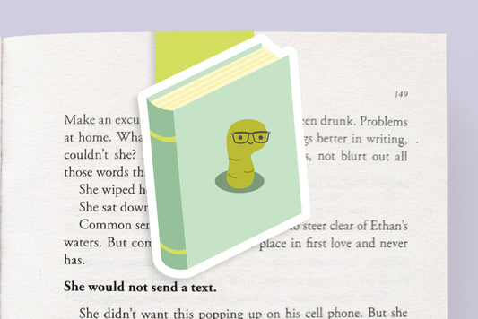 Bookworm Book (Teal) Magnetic Bookmark (Jumbo)