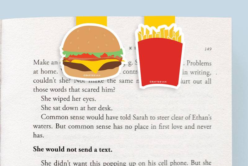 Burger and Fries Mini Magnetic Bookmarks (Mini 2 pack)
