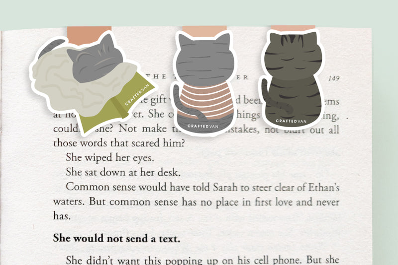 Grey Cats Magnetic Bookmarks (Mini 3 Pack)
