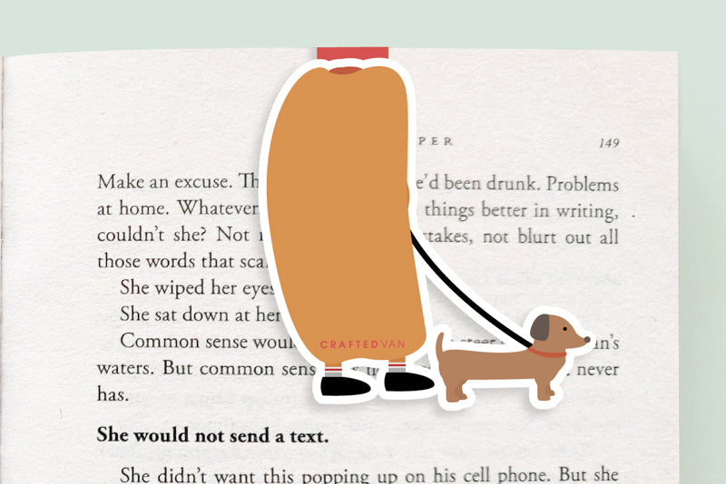Hotdog and Weiner Dog Magnetic Bookmark (Jumbo)