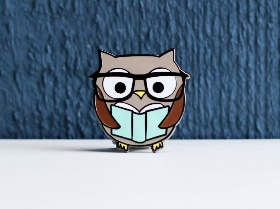 Owl Reading Enamel Pin