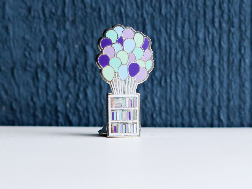 Balloons and Bookshelf Enamel Pin