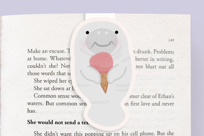 Manatee + Ice Cream Magnetic Bookmark (Jumbo)