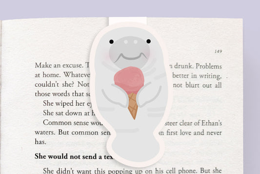 Manatee + Ice Cream Magnetic Bookmark (Jumbo)