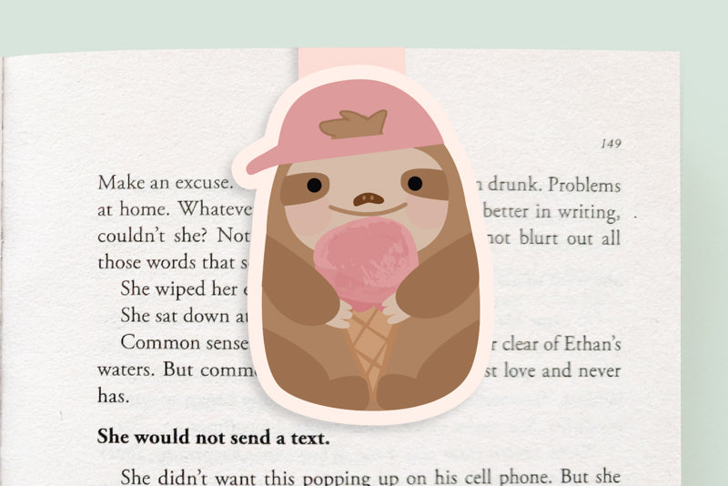 Sloth + Ice Cream Magnetic Bookmark (Jumbo)