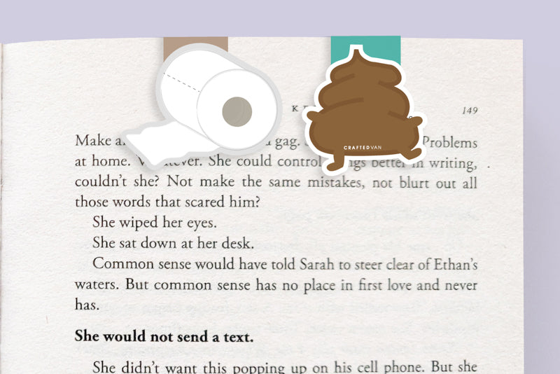 Poop and Toilet Paper Magnetic Bookmarks (Mini 2 Pack)