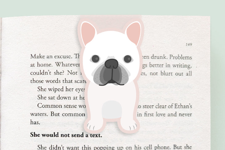 French Bulldog (white) Magnetic Bookmark (Jumbo)