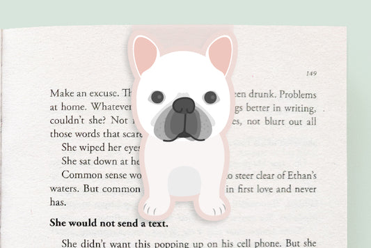 French Bulldog (white) Magnetic Bookmark (Jumbo)