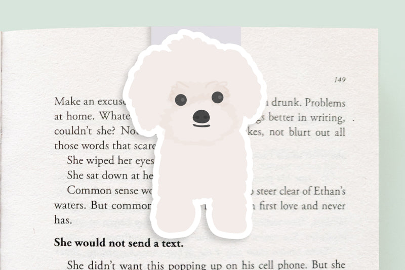White Poodle Dog Magnetic Bookmark (Jumbo)