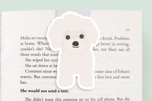 White Poodle Dog Magnetic Bookmark (Jumbo)