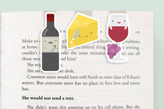 Wine and Cheese Magnetic Bookmarks (Mini 3 Pack)