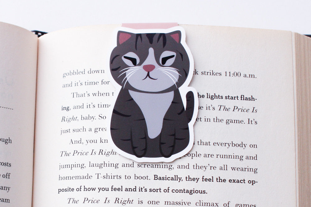 Grey American Shorthair Tabby Cat Magnetic Bookmark (Jumbo)