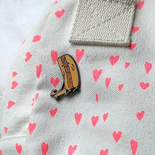 Hot Dog Walking a Weiner Dog Enamel Pin