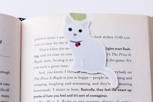 White Cat Sitting Jumbo Magnetic Bookmark - CVJ1184WHIT