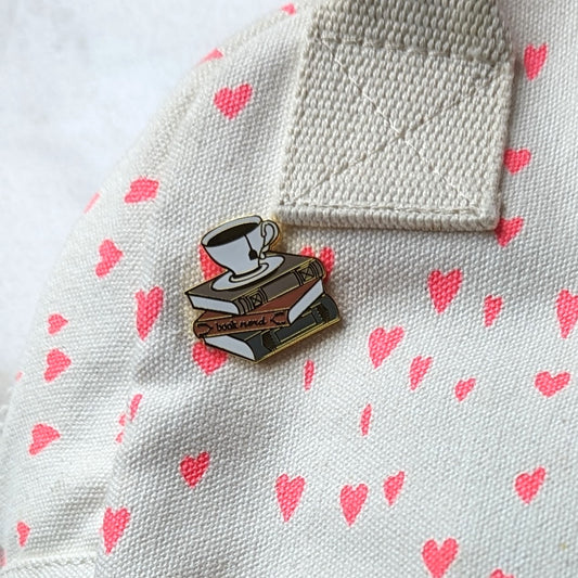 Tea on Books Enamel PIn