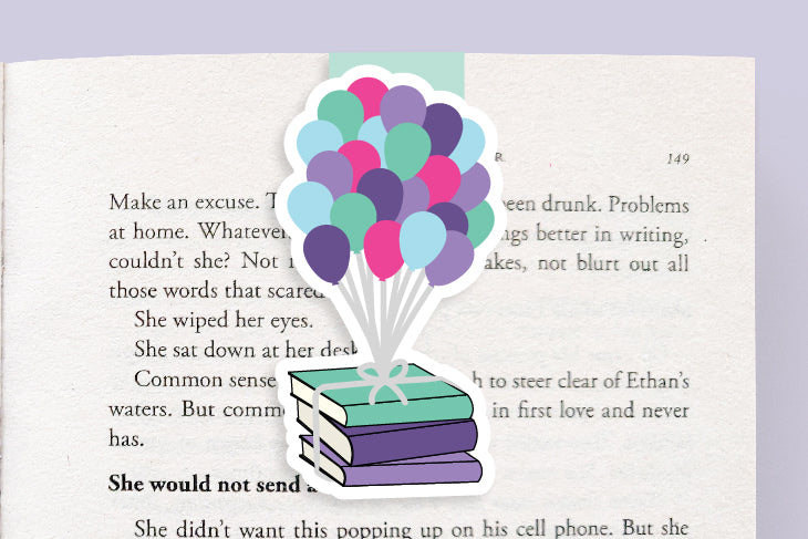Purple Balloons and Books Magnetic Bookmark (Jumbo)