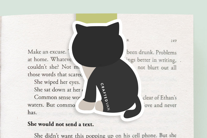 Black Cute Cat Magnetic Bookmark (Jumbo)