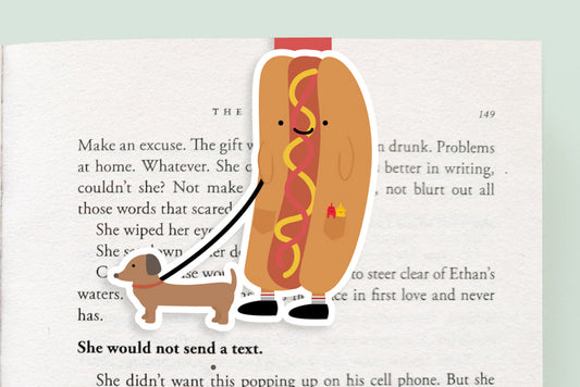 Hotdog and Weiner Dog Magnetic Bookmark (Jumbo)