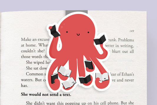 Octopus Reading Books Magnetic Bookmark (Jumbo)