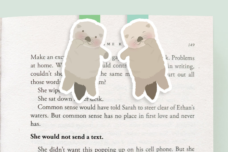 Otters Holding Hands Magnetic Bookmarks (Mini 2 pack)