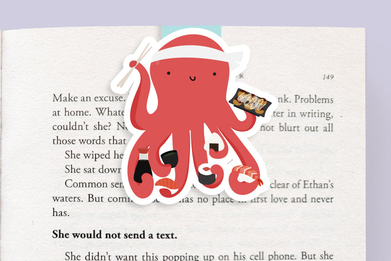 Octopus Making Sushi Magnetic Bookmark (Jumbo)