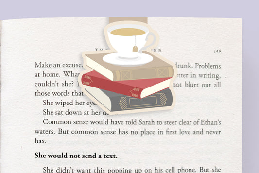 Tea on Books Magnetic Bookmark (Jumbo)