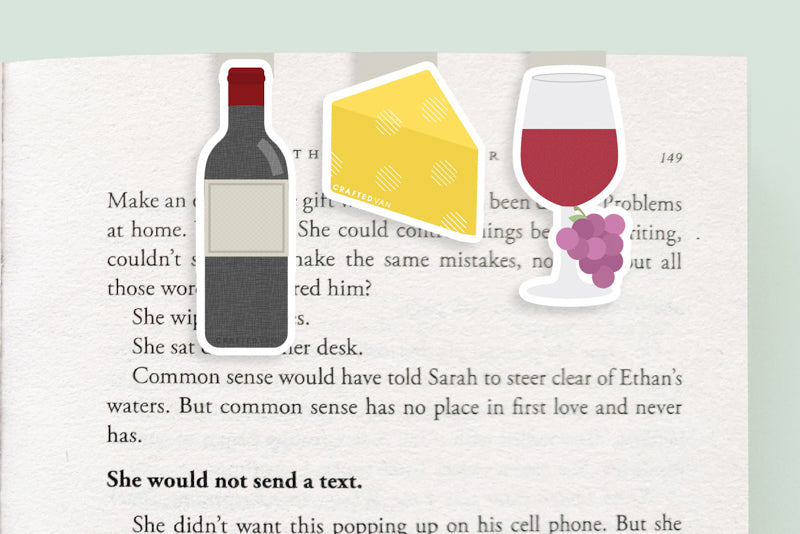 Wine and Cheese Magnetic Bookmarks (Mini 3 Pack)