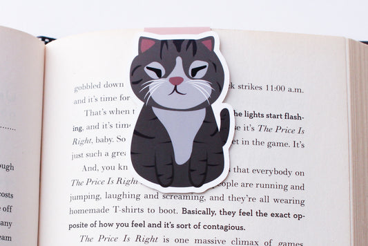 Grey American Shorthair Tabby Cat Magnetic Bookmark (Jumbo)